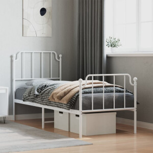 vidaXL Bedframe met hoofd- en voeteneinde metaal wit 75x190 cm