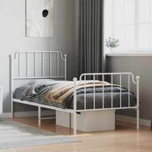 vidaXL Bedframe met hoofd- en voeteneinde metaal wit 90x200 cm