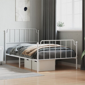 vidaXL Bedframe met hoofd- en voeteneinde metaal wit 107x203 cm