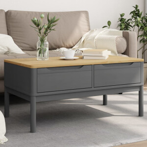 vidaXL Salontafel FLORO 99x55,5x45 cm massief grenenhout grijs