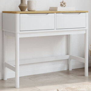 vidaXL Wandtafel FLORO 89,5x36,5x73 cm massief grenenhout wit