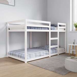 vidaXL Stapelbed 90x190 cm massief grenenhout wit