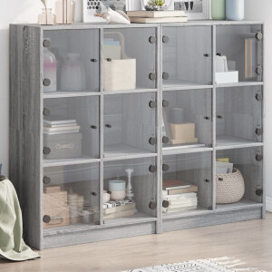 vidaXL Boekenkast met deuren 136x37x109 cm hout grijs sonoma eiken