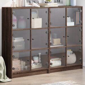 vidaXL Boekenkast met deuren 136x37x109 cm hout bruin eikenkleur