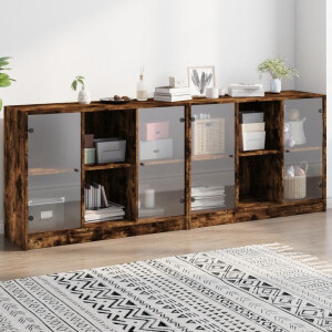 vidaXL Boekenkast met deuren 204x37x75 cm hout gerookt eikenkleurig