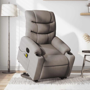 vidaXL Sta-op-massagestoel elektrisch verstelbaar stof taupe