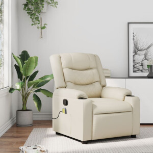 vidaXL Massagestoel van kunstleer in crèmekleur