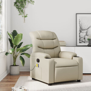 vidaXL Massagestoel van kunstleer in crèmekleur