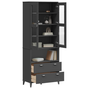 vidaXL Hoge kast VIKEN 80x40x200 cm massief grenenhout antracietgrijs