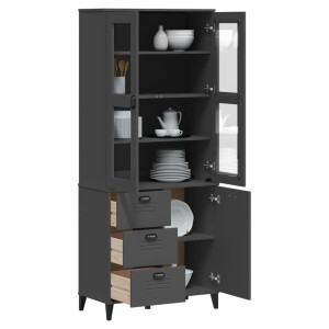 vidaXL Hoge kast VIKEN 80x40x190 cm massief grenenhout antracietgrijs