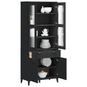 vidaXL Hoge kast VIKEN 80x40x190 cm massief grenenhout zwart