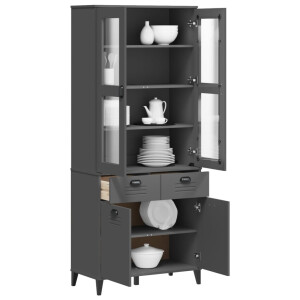 vidaXL Hoge kast VIKEN 80x40x190 cm massief grenenhout antracietgrijs