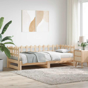 vidaXL Slaapbank uitschuifbaar massief grenenhout 2x(90x200) cm