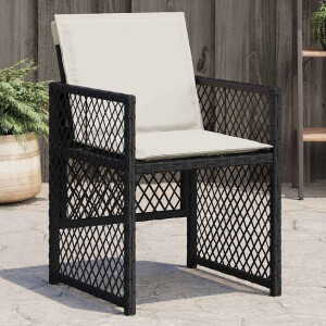 vidaXL Tuinstoelen 4 st met kussens poly rattan zwart