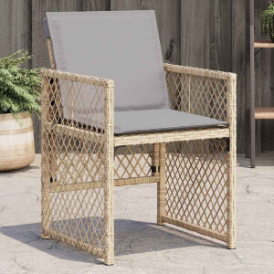 vidaXL Tuinstoelen 4 st met kussens poly rattan gemengd beige