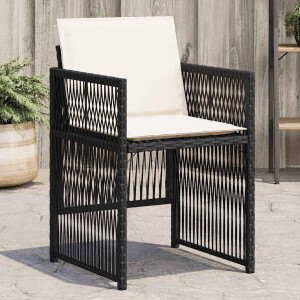 vidaXL Tuinstoelen 4 st met kussens poly rattan zwart