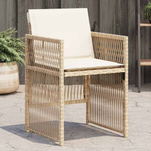vidaXL Tuinstoelen 4 st met kussens poly rattan beige