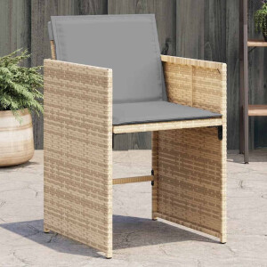 vidaXL Tuinstoelen 4 st met kussens poly rattan gemengd beige