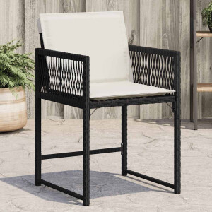 vidaXL Tuinstoelen 4 st met kussens poly rattan zwart