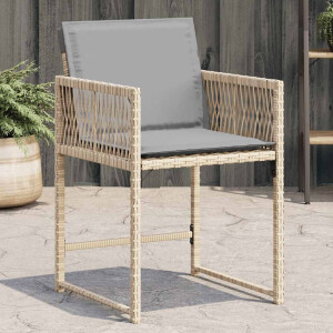 vidaXL Tuinstoelen 4 st met kussens poly rattan gemengd beige