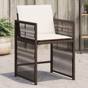 vidaXL Tuinstoelen 4 st met kussens poly rattan bruin