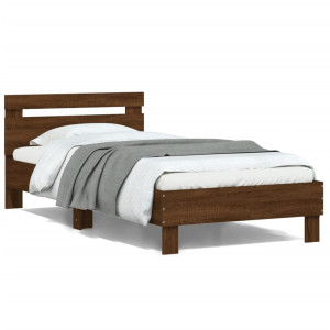 vidaXL Bedframe met hoofdbord zonder matras bruin eiken 100x200 cm