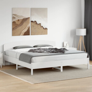 vidaXL Bedframe zonder matras massief grenenhout wit 200x200 cm