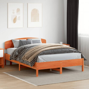 vidaXL Bedframe zonder matras massief grenenhout wasbruin 150x200 cm