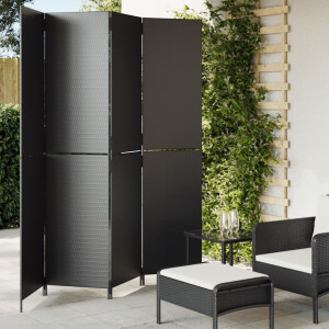 vidaXL Kamerscherm 4 panelen poly rattan zwart