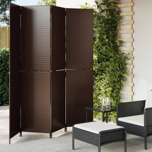 vidaXL Kamerscherm 4 panelen poly rattan bruin