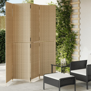 vidaXL Kamerscherm 4 panelen poly rattan beige