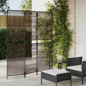vidaXL Kamerscherm 3 panelen poly rattan bruin