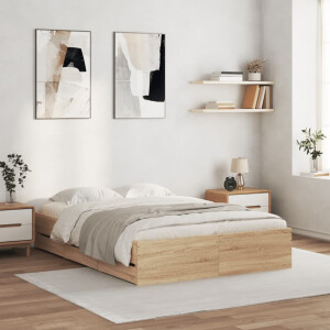 vidaXL Bedframe met lades bewerkt hout sonoma eikenkleurig 120x190 cm