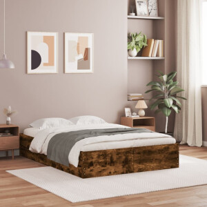 vidaXL Bedframe met lades bewerkt hout gerookt eikenkleurig 120x190 cm