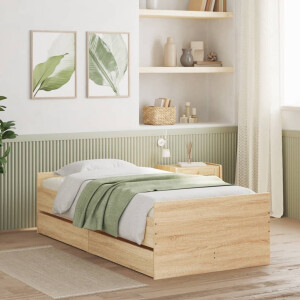 vidaXL Bedframe sonoma eikenkleurig 75x190 cm Small Single