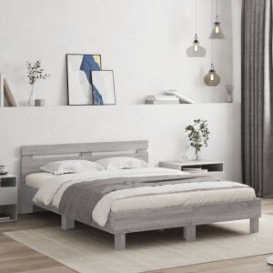 vidaXL Bedframe met hoofdeinde grijs sonoma eiken 150x200 cm