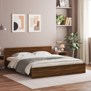 vidaXL Bedframe met hoofdeinde bruin eikenkleur 200x200 cm
