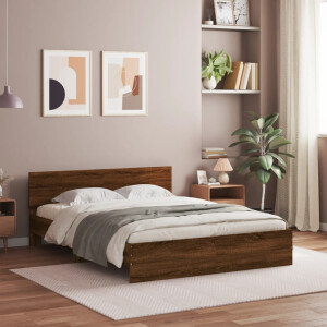 vidaXL Bedframe met hoofdeinde bruin eikenkleur 150x200 cm