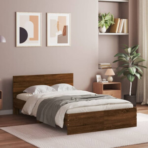 vidaXL Bedframe met hoofdeinde bruin eikenkleur 135x190 cm
