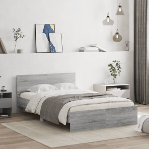 vidaXL Bedframe met hoofdeinde grijs sonoma eikenkleurig 120x190 cm