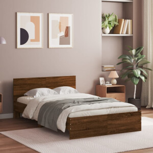 vidaXL Bedframe met hoofdeinde bruin eikenkleur 120x190 cm