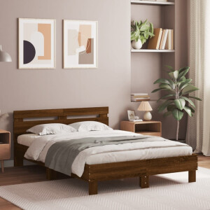vidaXL Bedframe met hoofdeinde en LED bruin eikenkleur 120x190 cm
