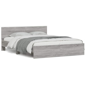 vidaXL Bedframe met hoofdeinde en LED grijs sonoma eiken 150x200 cm
