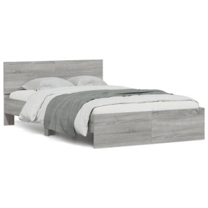 vidaXL Bedframe met hoofdeinde en LED grijs sonoma eiken 140x190 cm