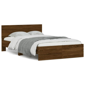 vidaXL Bedframe met hoofdeinde en LED bruin eikenkleur 140x190 cm