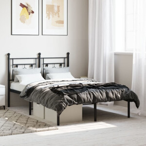 vidaXL Bedframe met hoofdbord metaal zwart 120x190 cm