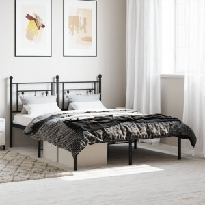 vidaXL Bedframe met hoofdbord metaal zwart 140x190 cm