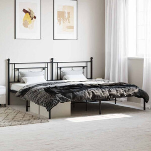 vidaXL Bedframe met hoofdbord metaal zwart 193x203 cm