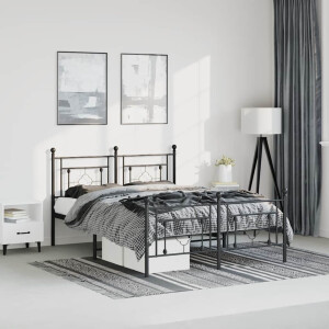vidaXL Bedframe met hoofd- en voeteneinde metaal zwart 193x203 cm