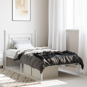 vidaXL Bedframe met hoofdbord metaal wit 90x190 cm